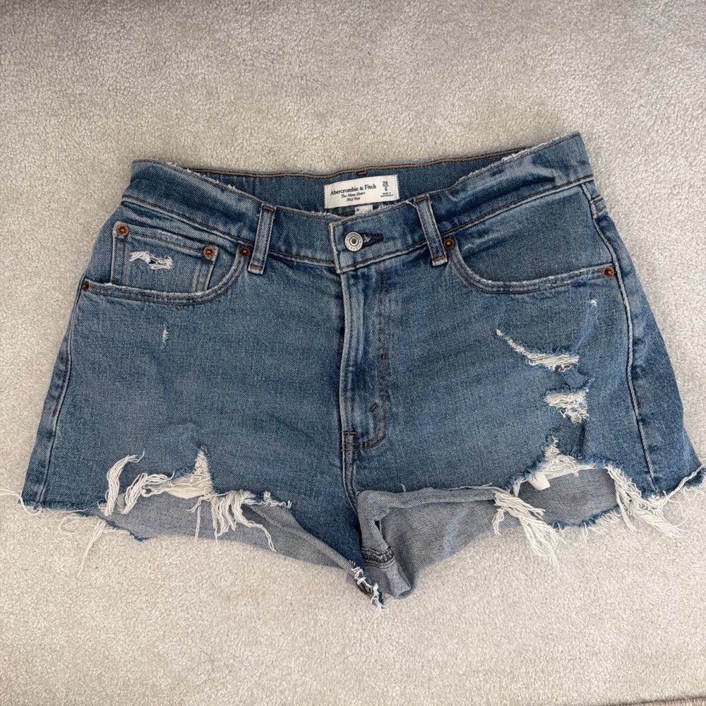 Abercrombie & Fitch Blue Distressed Jean Shorts